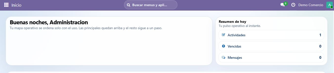 Escritorio operativo del sistema